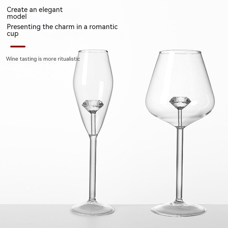 Creative Borosilicate Glass Diamonds Red Wine Glass Champagne Goblet