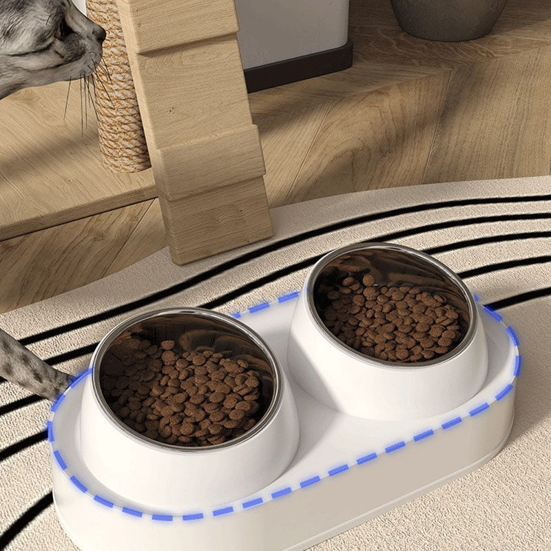 Tigela Dupla para Animais de Estimação com Inclinação para Proteção do Pescoço, Taça Antiderrapante para Cão e Gato, Comedouro e Bebedouro Elevado, Previne Queixo Preto, Artigos para Animais