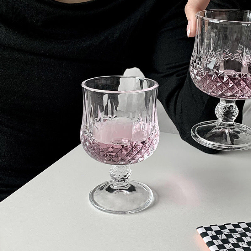 European Retro Embossed Diamond Wine Glass