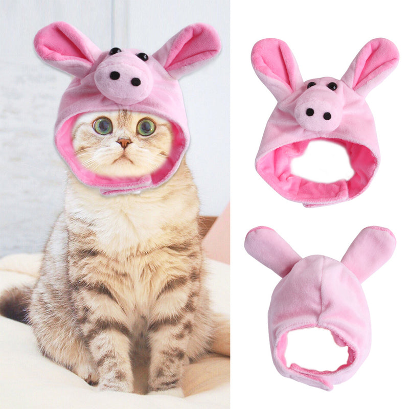 Divertido disfarce de cão e gato, gorro quente, adereço para fotos, acessório de cabeça