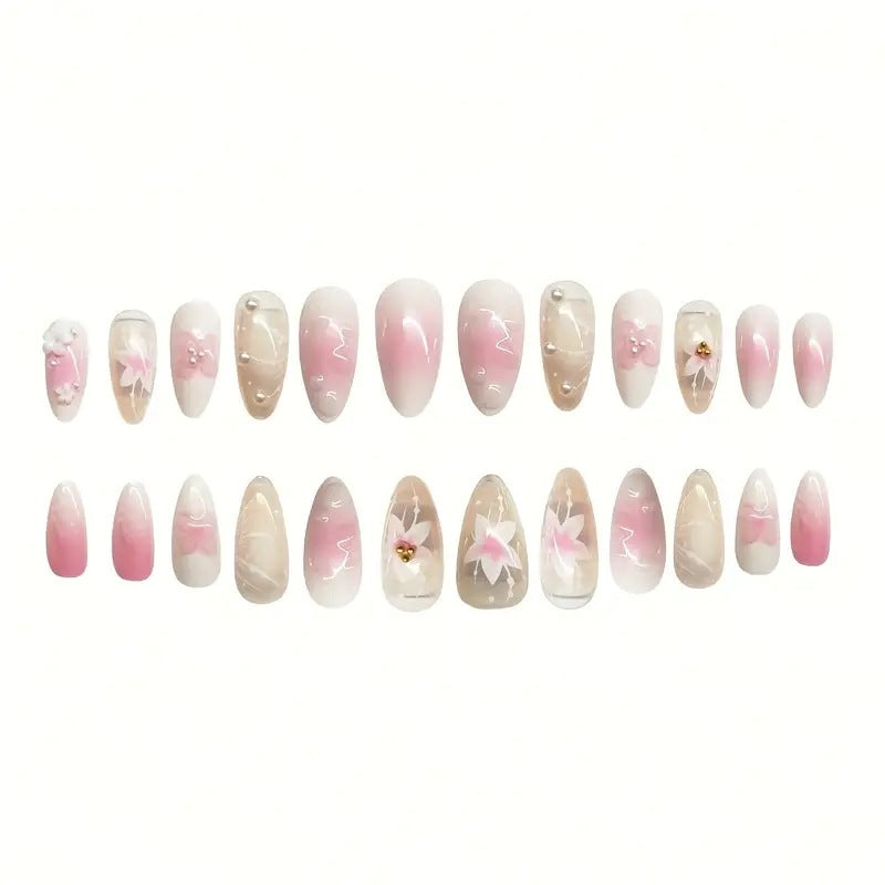 Unhas Postiças Removíveis com Flores Doces Pure Desire