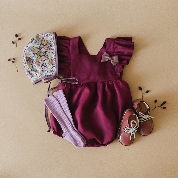 Baby Cotton And Linen Summer Strap One Piece Suit