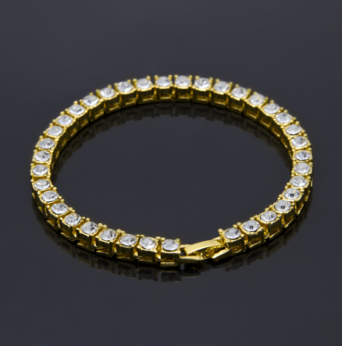 Tin Alloy Gold Color Iced Bracelet Men's Hip Hop Chain Street Rock Jewelry