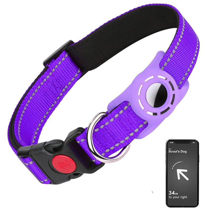 Reflektierendes Nylon-Hundehalsband mit schützender Taucherstoff-Hülle für Tracker