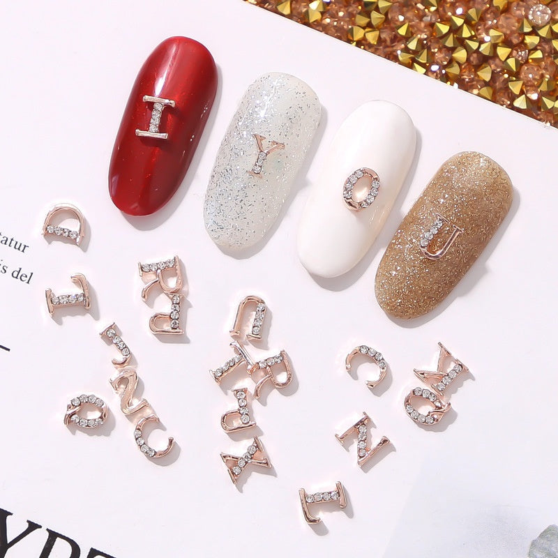 26 Letter Alloy Nail Ornament Nail Crystal