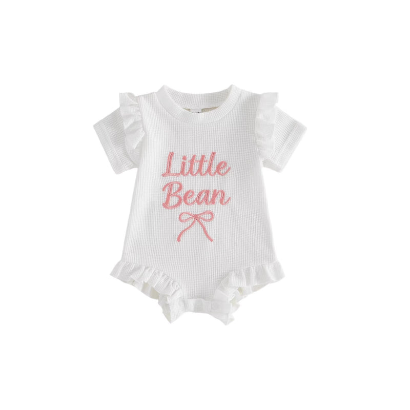 Girls' Letter-print Waffle-knit Romper