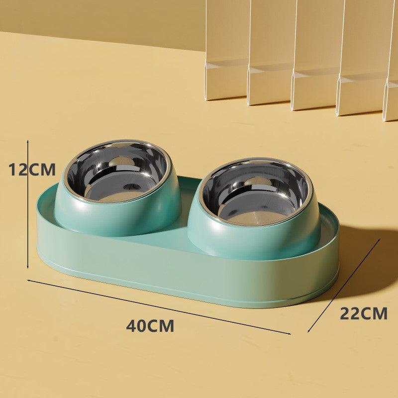 Tigela Dupla para Animais de Estimação com Inclinação para Proteção do Pescoço, Taça Antiderrapante para Cão e Gato, Comedouro e Bebedouro Elevado, Previne Queixo Preto, Artigos para Animais