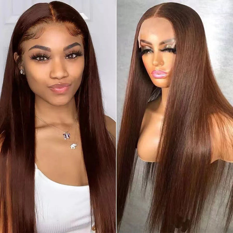 Peruca de Cabelo Liso Comprido de Cor Piano com Lace Frontal de Cabeça Inteira