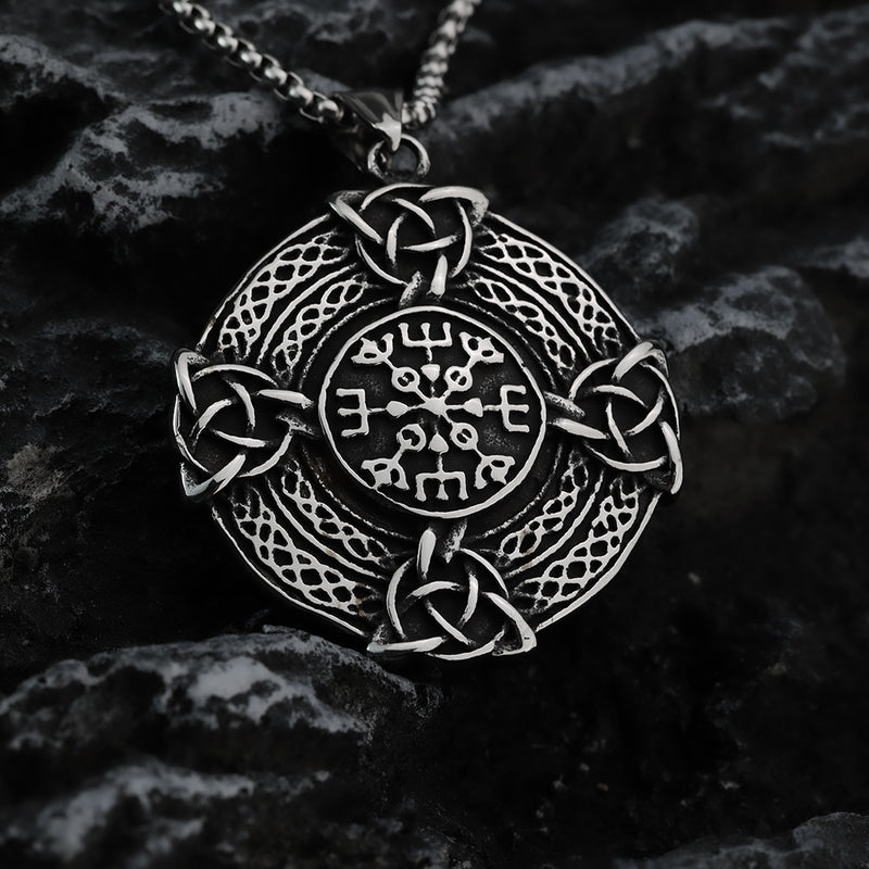 Vintage Stainless Steel Men's Pendant Cross Celtic Knot Symbol Necklace