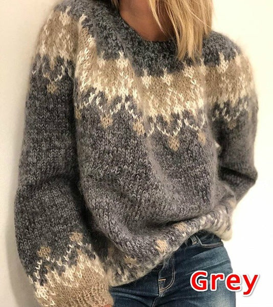 Knitted flower women's sweater