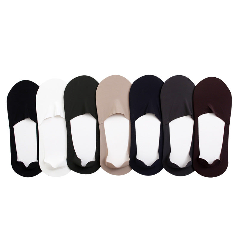 Unsichtbare Herren-Sneakersocken aus Eisseide mit Silikon-Antirutsch-Beschichtung und Baumwollsohle