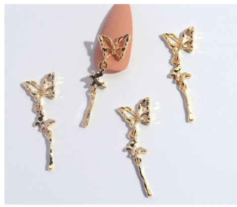Nagelschmuck Zirkonia-Blume Quastenkette