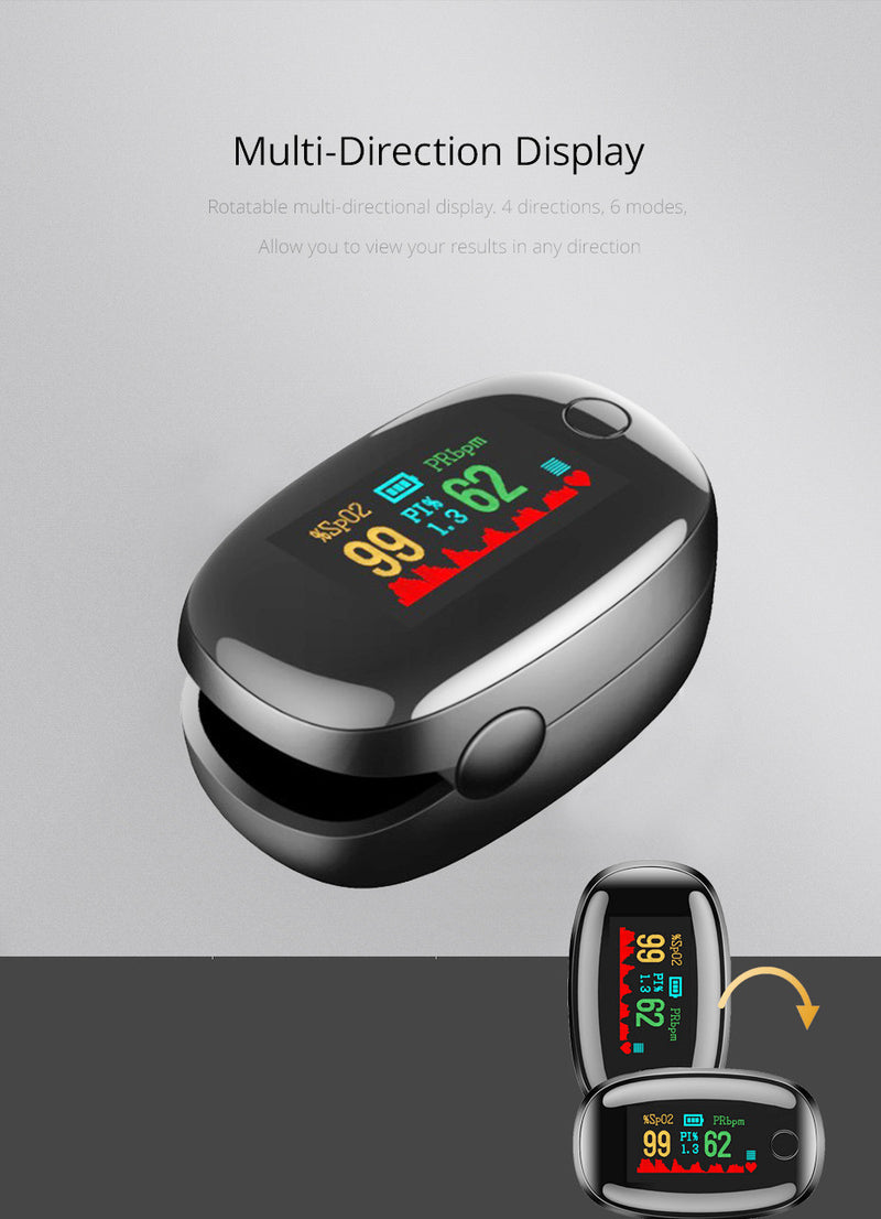 Fingertip Pulse Oximeter - OLED Display Blood Oxygen Saturation & Heart Rate Monitor With Perfusion Index