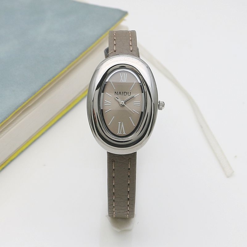 Oval Sub-dial Thin Strap Quartz Watch