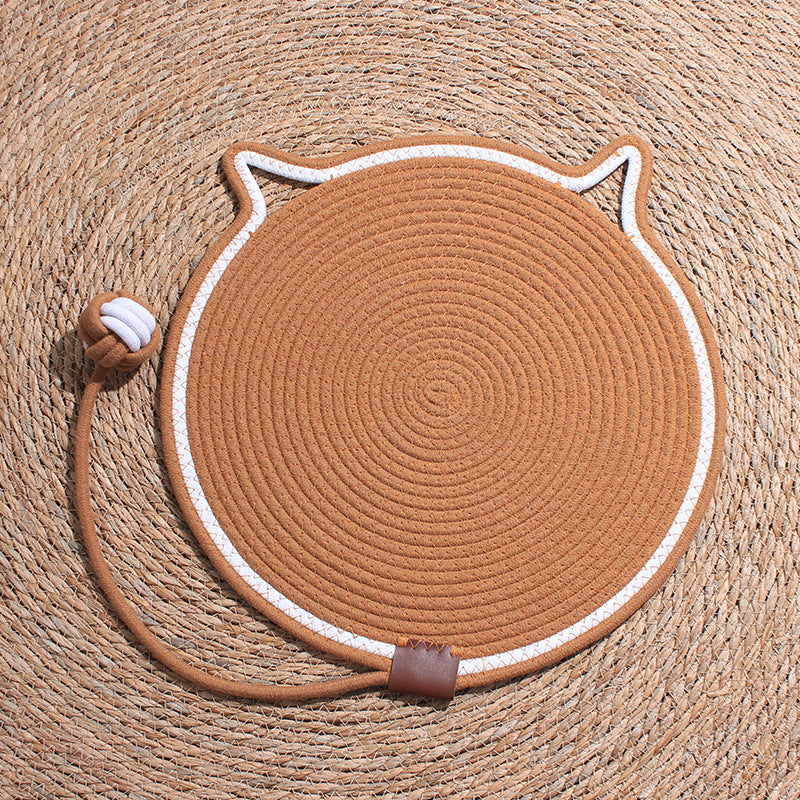 Cat Scratch Pad For Indoor Cats Kitten  Round Cat Scratcher Pad, Woven Cotton Rope Cat Scratching Mat, Couch Protector For Wall, Furniture, Carpets, Sofas