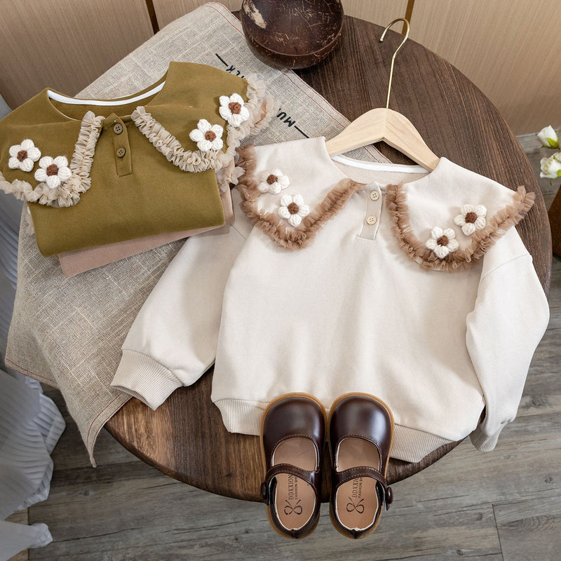 Doll Collar Sweater Girls' Baby Pullover