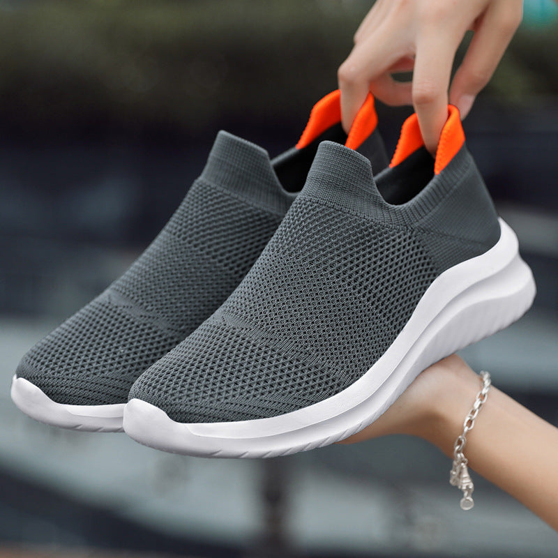 New Couple Flying Woven Socks Mouth Mesh Casual Sneakers For Women