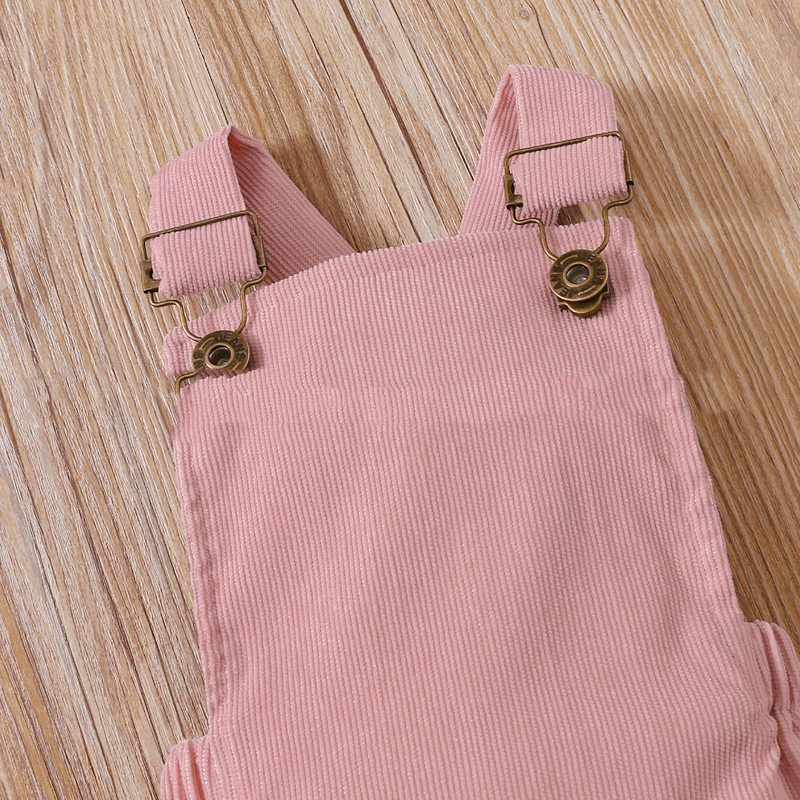 Solid Color Sunken Stripe Top And Suspender Pants Suit