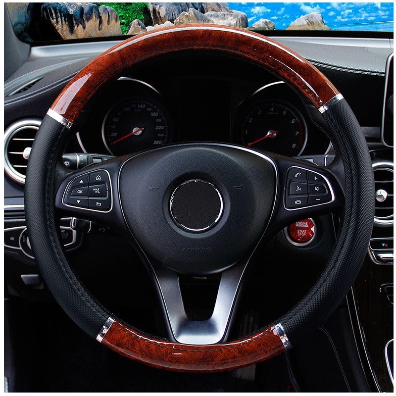 Peach Wood Grain Car Steering Wheel Cover