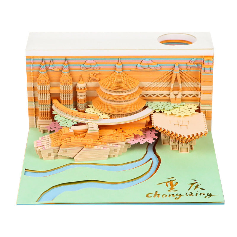 3D Sticky Note Paper Carving Creative Annual Meeting Tear-off Desktop Notepad Ornament