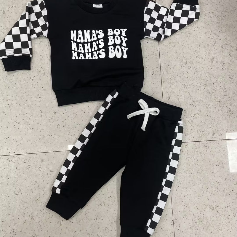 Children Plaid Printed Long-sleeve Sweater Set