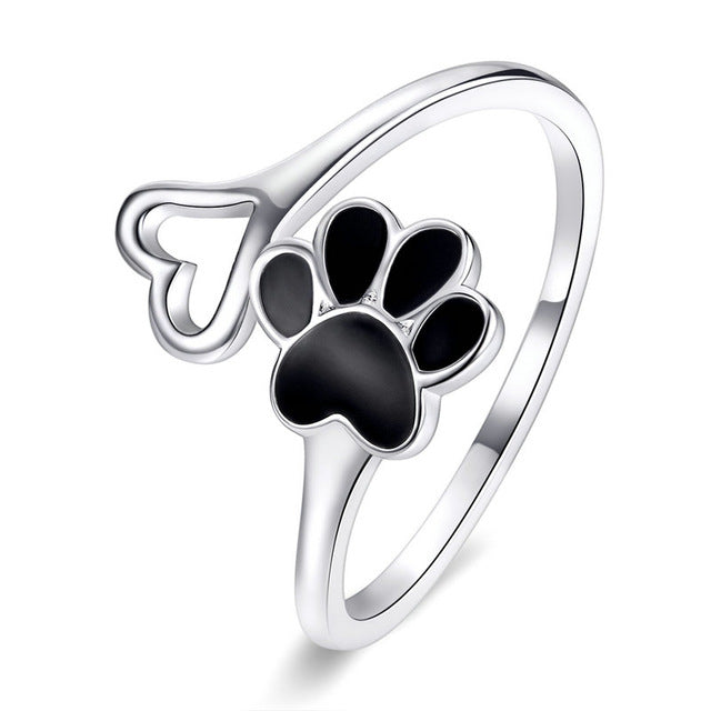 Niedlicher Pfotenabdruck-Ring aus Sterlingsilber