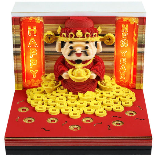 3D Sticky Note Paper Carving Creative Annual Meeting Tear-off Desktop Notepad Ornament