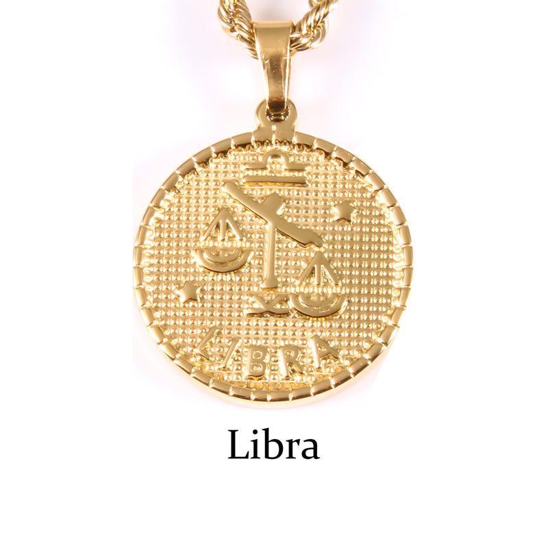 Men's And Women's Fashion Titanium Steel Twelve Signs Of The Zodiac Pendant Necklace
