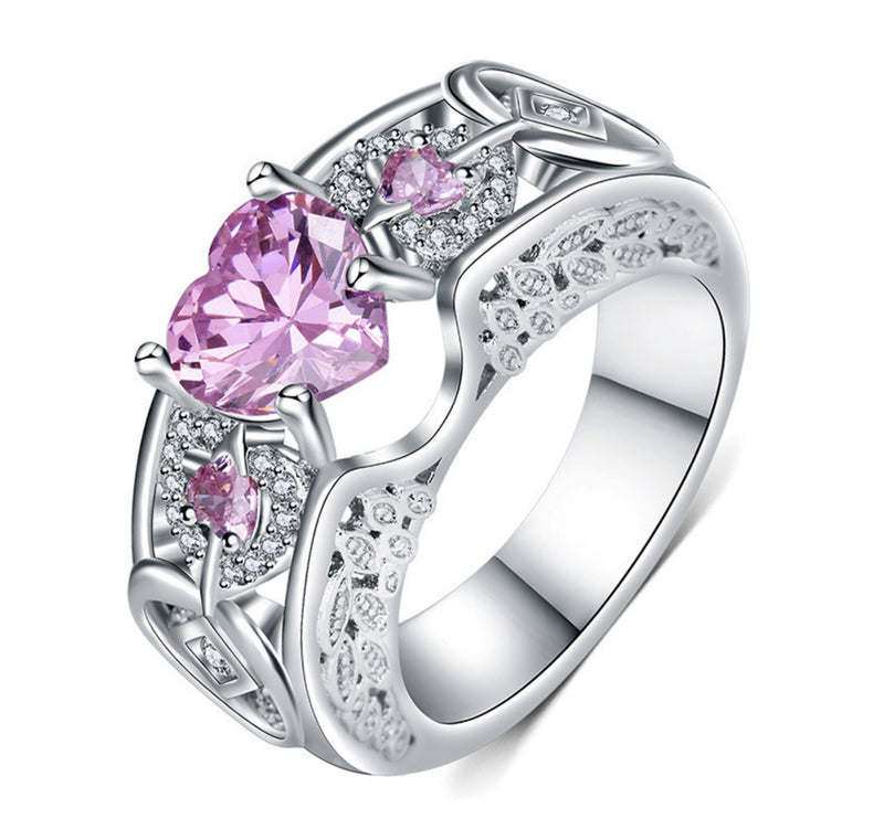 Princess Ring Heart-shaped Ruby Engagement Ring