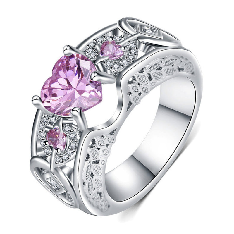 Princess Ring Heart-shaped Ruby Engagement Ring