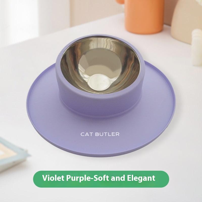 Tigela para gato e cachorro de silicone em aço inoxidável para animais de estimação antiderrapante à prova de vazamento