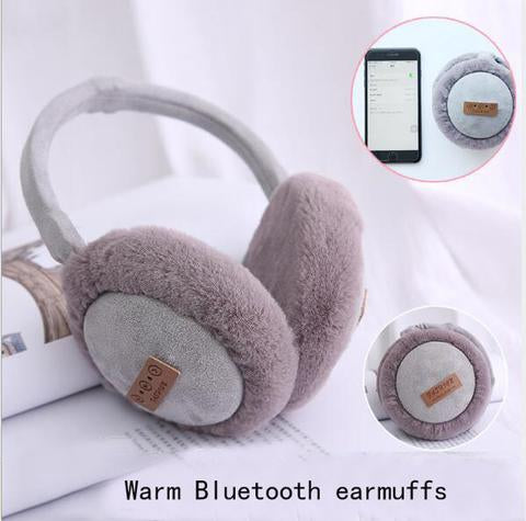 Bluetooth-Ohrwärmer-Kopfhörer, warme Plüsch-Ohrwärmer, einfarbig, modisch, faltbar, weich, schlicht, verstellbar, Winter-Accessoires