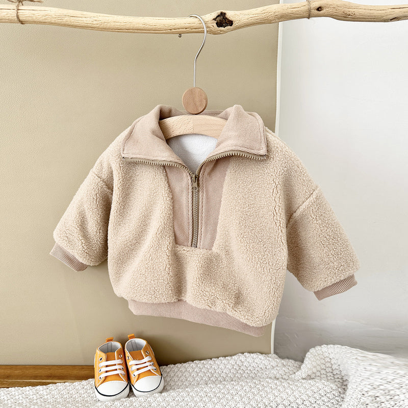 Winter Baby Clothing Thickened Fleece-lined Cashmere Top