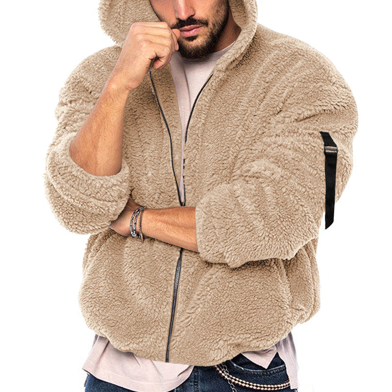 Herren Winter Neu doppelseitige Bejirog warme Kapuzen-Reißverschluss-Freizeitjacke Mantel