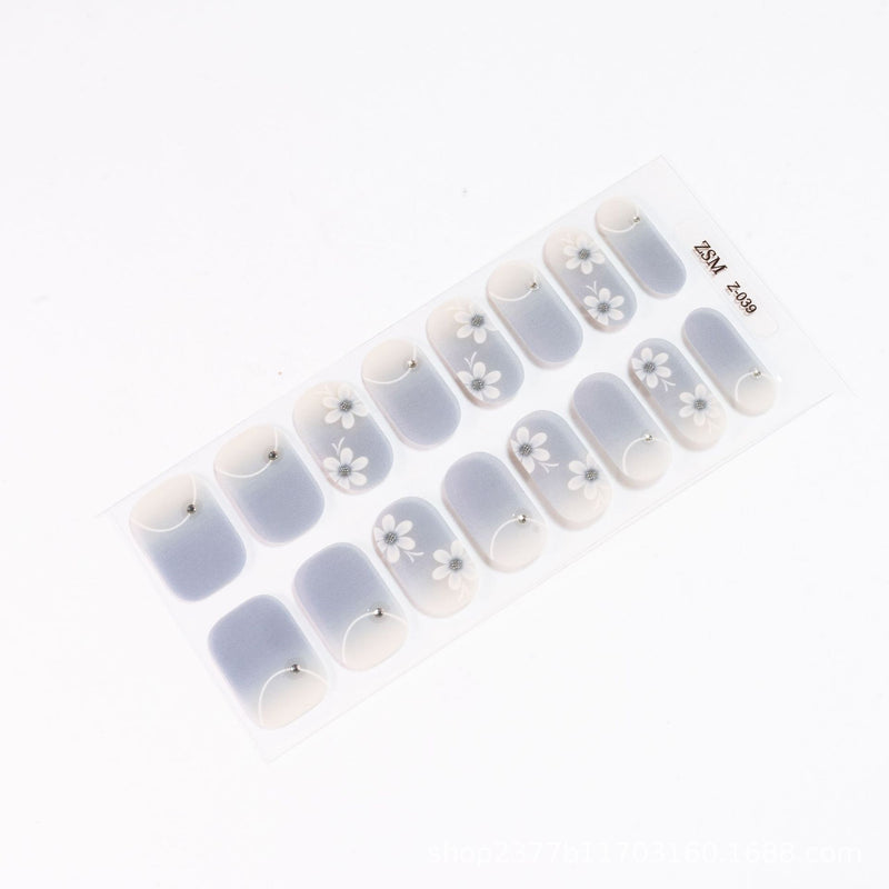 16 Finger Diamond Nail Sticker 3D Waterproof