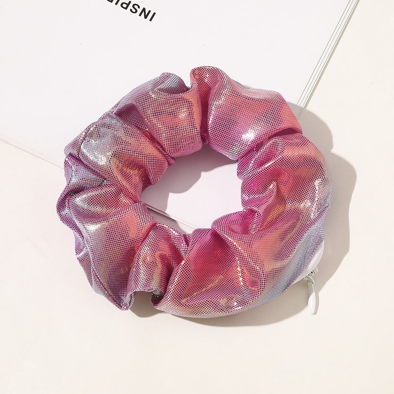 European And American Printed Satin Zipper Large Intestine Hair Ring