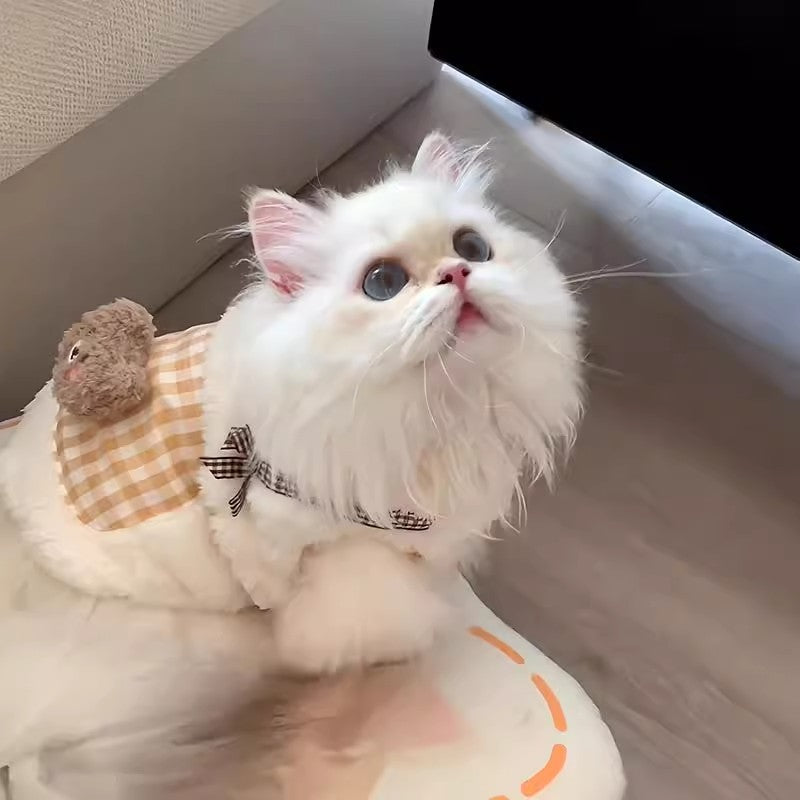 Roupa para Gato Estilo Outono e Inverno Anti-queda de Pelo Vestuário em Velo Quente