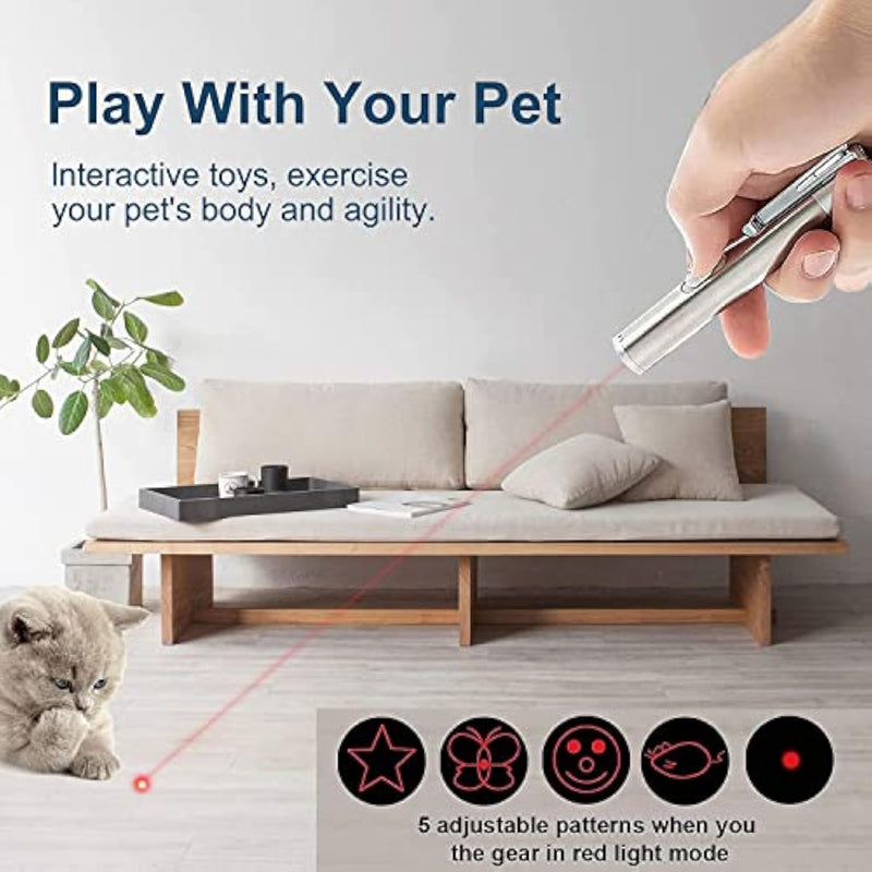 Apontador laser para gatos, brinquedo interativo com luz em forma de rato para gatos de interior, varinha para manter o seu gato entretido, ideal para gatinhos, gatos e cães brincarem e perseguirem.