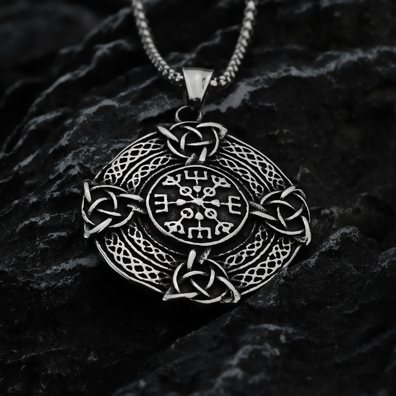 Vintage Stainless Steel Men's Pendant Cross Celtic Knot Symbol Necklace