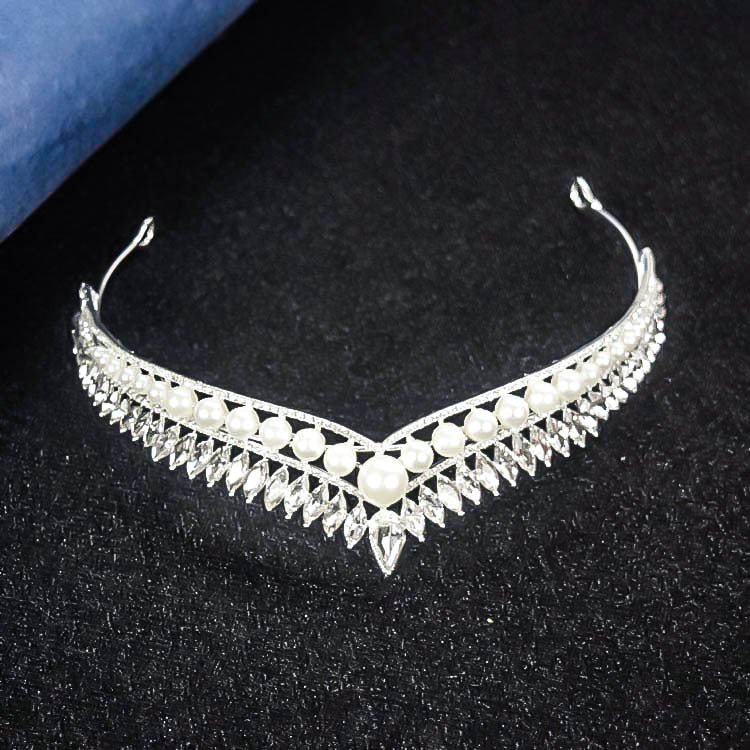 Coroa de noiva coreana com pérolas, acessório de cabeça simples e elegante, coroa estilo princesa, acessório de cabelo de sonho para influenciadoras digitais