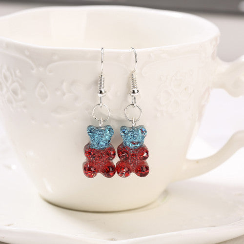 European And American Resin Cartoon Cute Glitter Two-tone Earrings