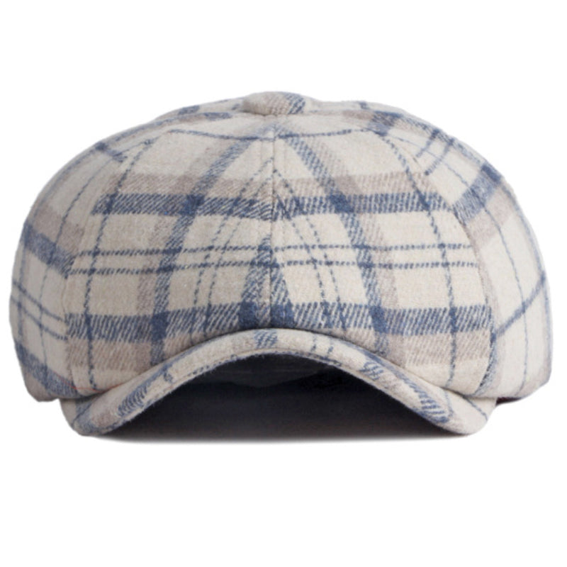Fashionable Plaid Octagonal Hat For Women