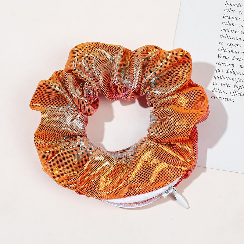 European And American Printed Satin Zipper Large Intestine Hair Ring