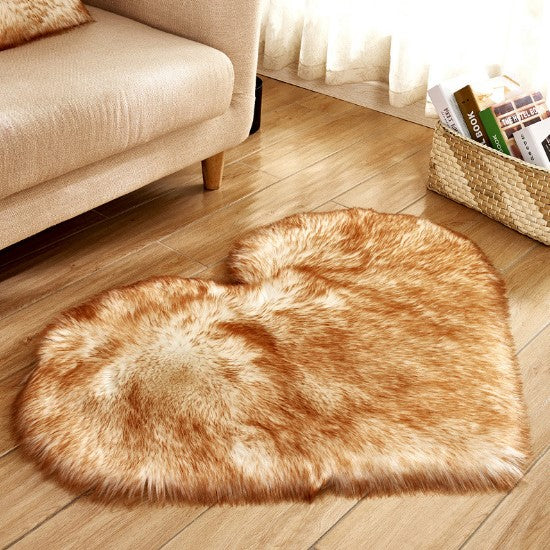 Tapete felpudo em forma de coração, antiderrapante, carpete macio, tapete de chão, manta, almofada de sofá, apoio para pés, tapetes para sala de estar, decoração de casa