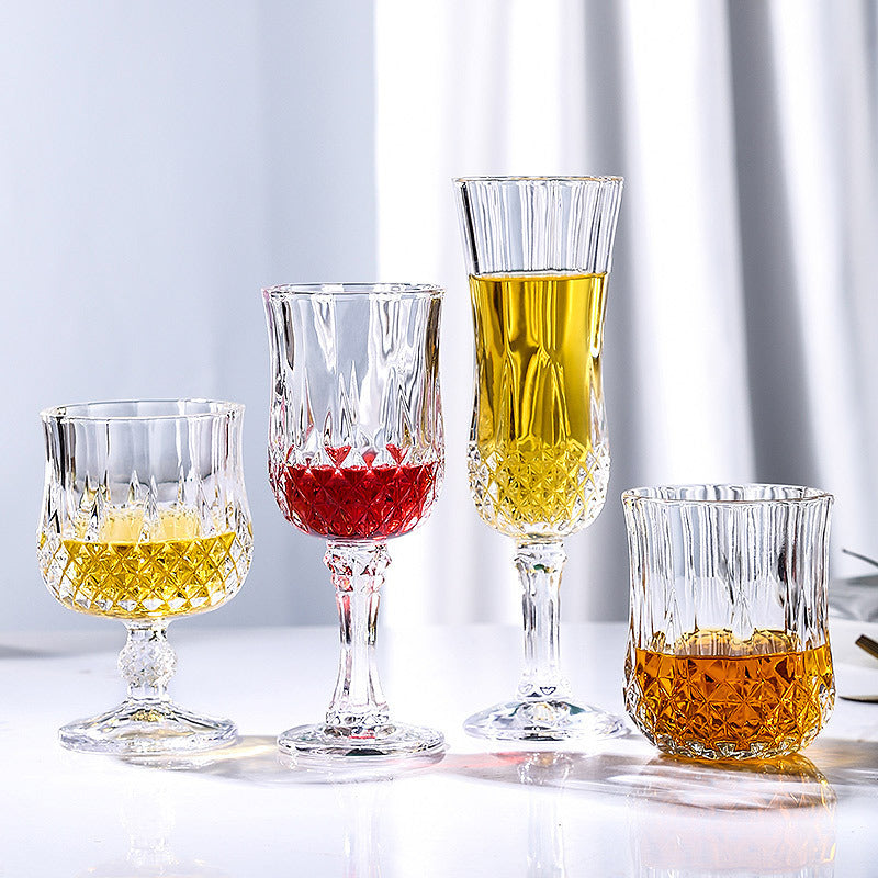 European Retro Embossed Diamond Wine Glass
