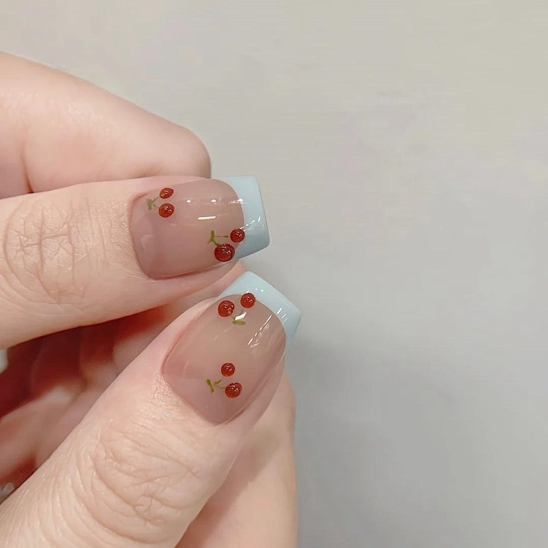 French Cherry Manicure Handmade Detachable Wear Nail
