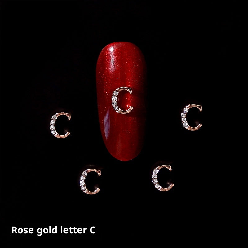 26 Letter Alloy Nail Ornament Nail Crystal