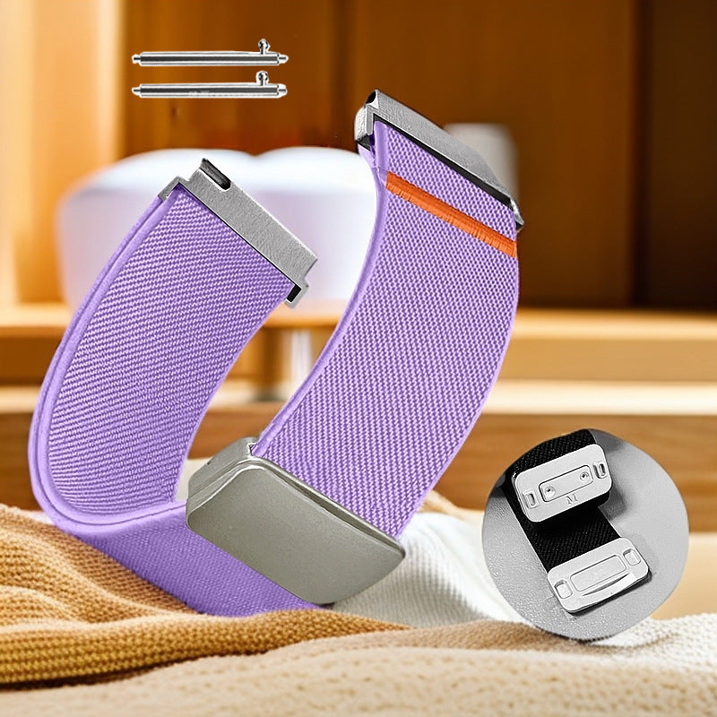 Magnetic Watch Strap For Garmin And Xiaomi Plain-weave Elastic Band