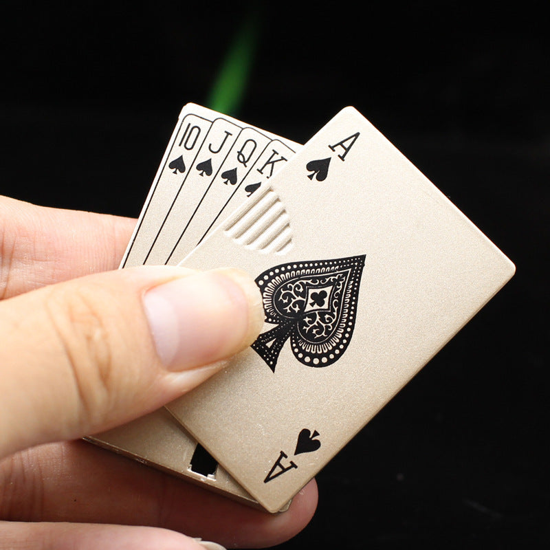 Isqueiro Insuflável Eletrónico À Prova de Vento com Design Criativo de Cartas de Jogar
