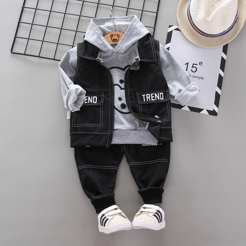 Boys' Sports Suit Casual Sweatshirt Three-Piece Set